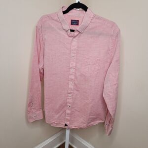 UNTUCKit Men's Long Sleeve Button Up Linen Blend Pink Size Large L